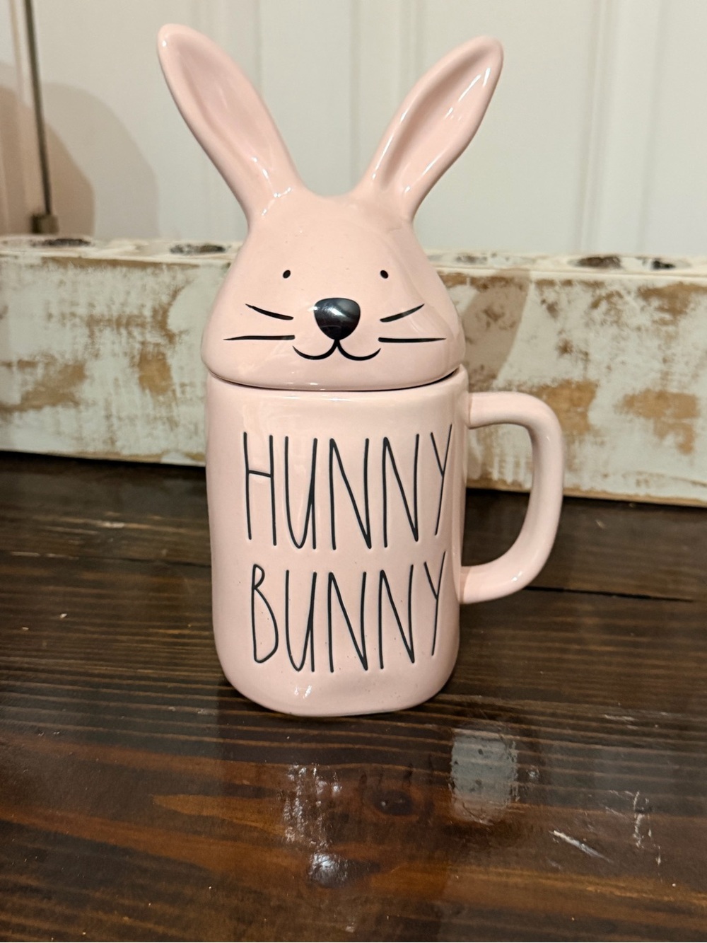 Rae Dunn Pink Bunny Mug with Lid - HUNNY BUNNY